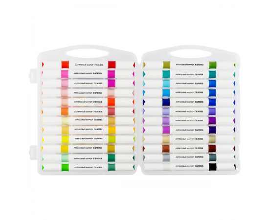 Маркеры акриловые Гамма "Классические", двухцветные, 24шт., 48 цв., пластик.бокс 14062025_24