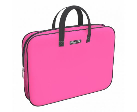 Папка текстильная на молнии ErichKrause с ручками Neon® Pink, A4+ 54670