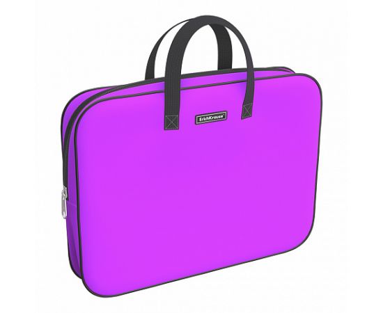 Папка текстильная на молнии ErichKrause с ручками Neon® Violet, A4+ 54672