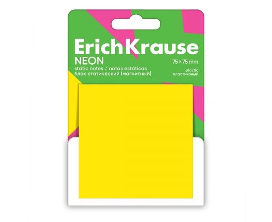 Блок статический (магнитный) ErichKrause Neon, 75х75, 50 листов, желтый 61903