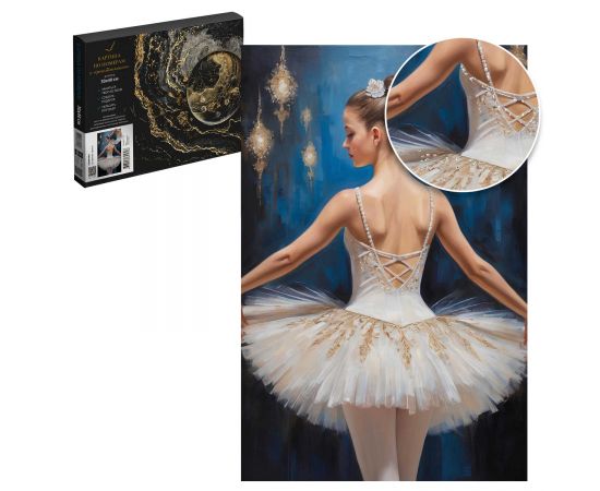 Набор для творчества Картина по номерам с кристаллами арт. 71291 / 24 БАЛЕРИНА, размер: 30х40 см, (20 цвета (-ов), холст на  деревянном подрамнике с напечатанной схемой рисунка, краски акриловые на водной основе (упакованы в вакуумную упаковку), крис 71291