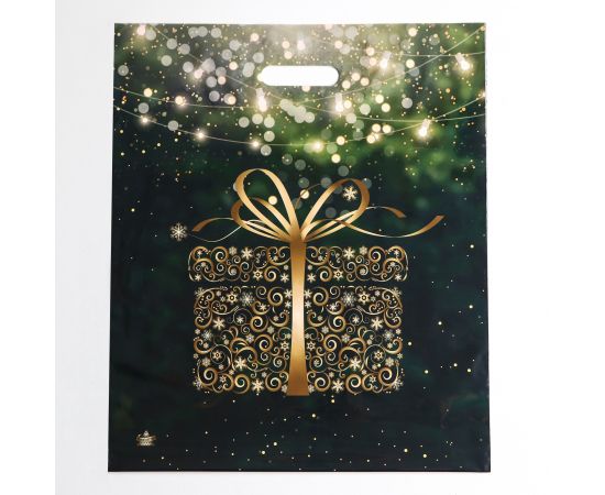 Пакет подарочный новогодний «Золотой подарок», полиэтиленовый с вырубной ручкой, 47.5×39 см 9201943
