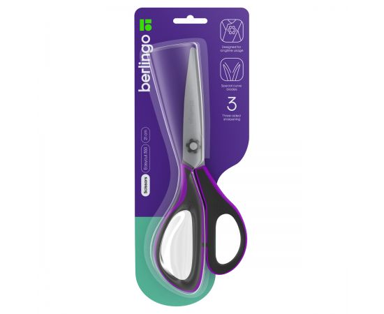 Ножницы Berlingo "Easycut 350", 21см, сиреневые, эргономичные ручки, мягкие вставки, европодвес DNn_21035_a