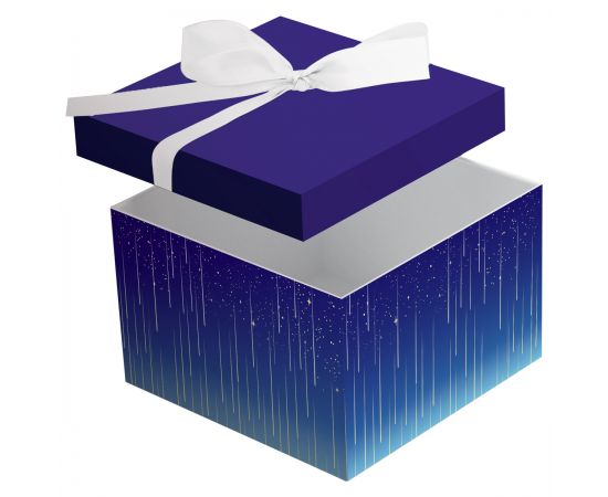Коробка складная подарочная MESHU "Star rain", (15*15*15см), с лентой, отд фольгой MS_66468