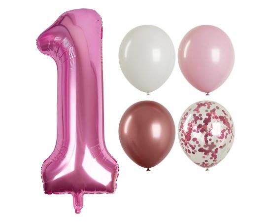 Воздушные шары, 41шт., М12/30см, MESHU, "Number 1 Rose", пастель MS_66962