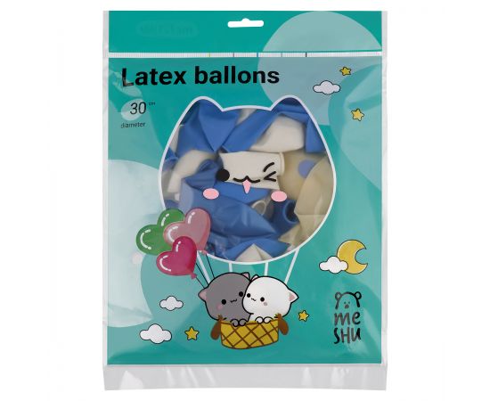 Воздушные шары, 41шт., М12/30см, MESHU, "Number 1 Blue", пастель MS_66963