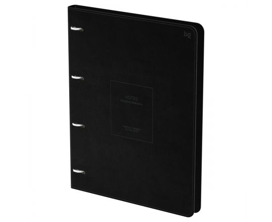 Тетрадь на кольцах А4, 120л., кожзам,  BG "Моно. Черный", иск. кожа, тиснение N4r120 66415