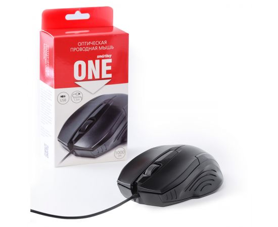 Мышь Smartbuy ONE 210-K, USB, черный, 3btn+Roll SBM-210-K