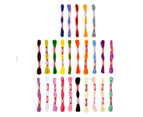 Нитки для вышивания (мулине), Набор 25 цветов, 10 м, хлопок, DEVELIA (Девелия), 665678 665678