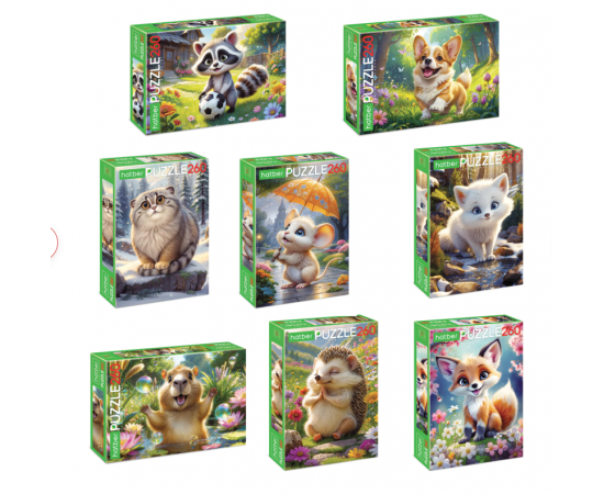 Пазл картонный "МИР ПУШИСТЫХ ЧУДЕС" 260 элементов АССОРТИ, 220х330мм, HATBER 666376