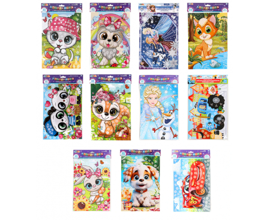 Фигурная мозаика из эва АССОРТИ 12 видов, 21х30см, на картоне, МУЛЬТИ АРТ, 5919 665726