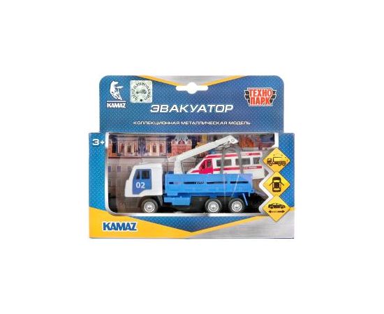 Машина металл KAMAZ ЭВАКУАТОР, 12 см, дв., подв.дет., инерц.+скорая 7,5 см  312441 312441