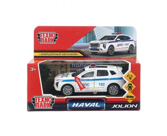 Машина металл свет-звук haval jolion ПОЛИЦИЯ белый 12 см, двери, багаж 402009 402009