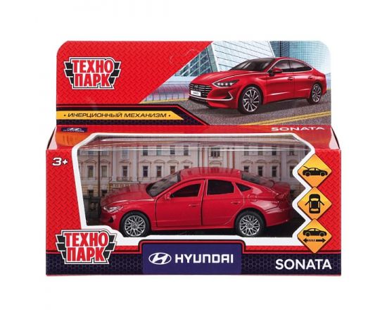 Машина металл HYUNDAI SONATA длина 12 см, двери, багаж, инерц, красный 407217 407217