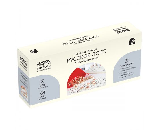 Игра настольная ТРИ СОВЫ "Русское лото", с полубочонками, картонная коробка НИ_66567