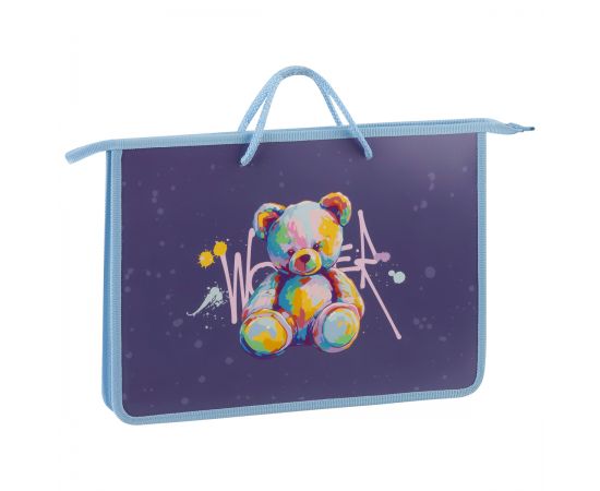 Папка с ручками А4 ArtSpace "Bear", пластик, на молнии, 45мм ПТ-15О40005