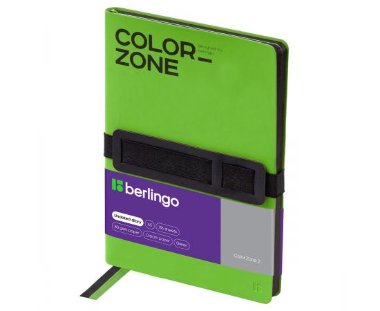 Ежедневник недатированный, А5, 136л., кожзам, Berlingo "Color Zone 2", зеленый, мягкая обложка, черный срез UD0_F0023