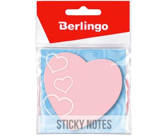 Самоклеящийся блок фигурный Berlingo "Сердце", 70*70мм, 50л., малиновый неон, европодвес LSz_76033