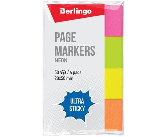 Флажки-закладки Berlingo "Ultra Sticky", 20*50мм, 50л*4 неоновых цвета LSz_41002