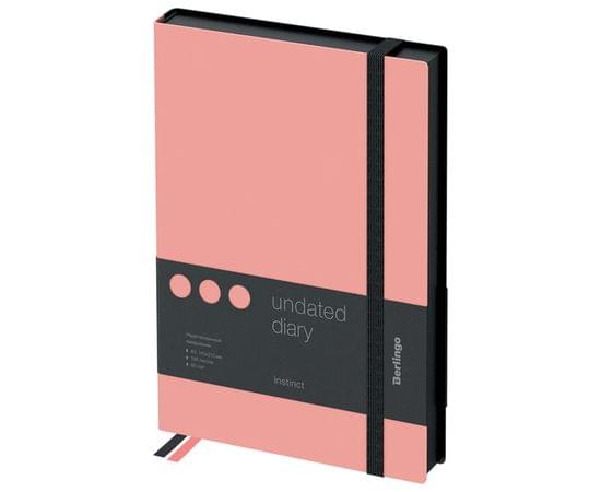 Ежедневник недатированный, А5, 136л., кожзам, Berlingo "Instinct", черный/фламинго, с резинкой UD0_91501