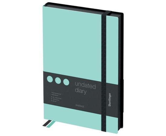 Ежедневник недатированный, А5, 136л., кожзам, Berlingo "Instinct", черный/мятный, с резинкой UD0_91502