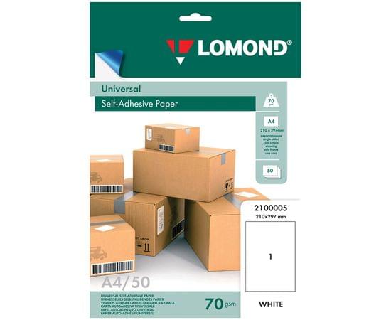 Бумага самоклеящаяся А4 50л. Lomond, белая, неделенная, 70г/м2 2100005