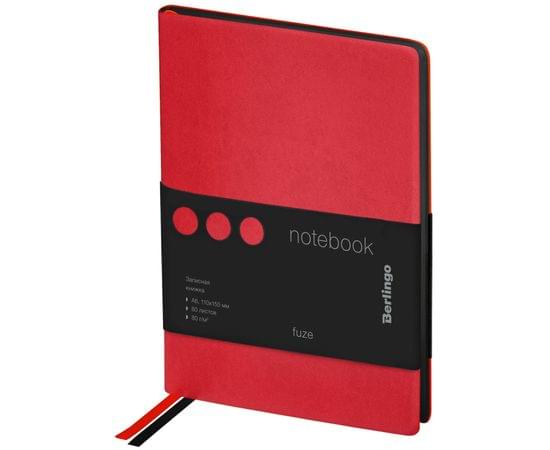Записная книжка А6 80л., кожзам, Berlingo "Fuze", черный срез, красный NB0_87608