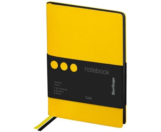 Записная книжка А6 80л., кожзам, Berlingo "Fuze", черный срез, желтый NB0_87609