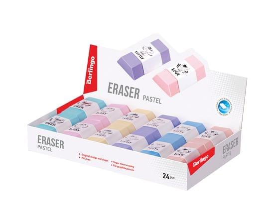 Ластик Berlingo "Pastel", термопластичная резина, цвета ассорти, 50*28*12мм BLc_00390