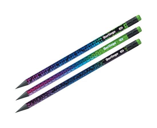 Карандаш ч/г Berlingo "Skyline" HB, черное дерево, круглый, заточен., с ластиком, ассорти BP01130