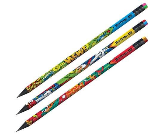 Карандаш ч/г Berlingo "Hype" HB, черное дерево, круглый, заточен., с ластиком, ассорти BP01190