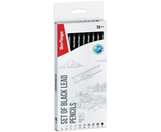Набор карандашей ч/г Berlingo 10шт., 3H-3B, заточен., картон. упаковка, европодвес BS01210