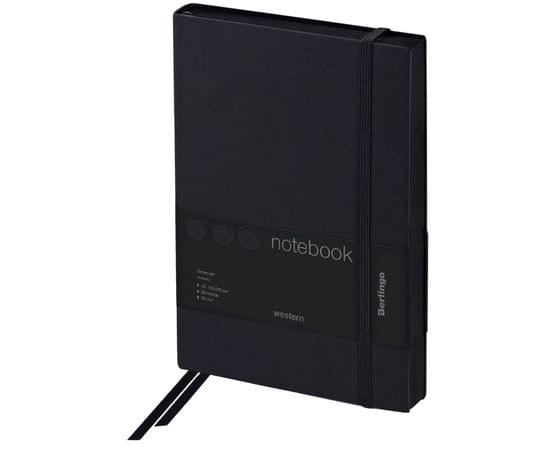 Записная книжка А5 80л., кожзам, Berlingo "Western", черный срез, с резинкой, черный NB0_85501