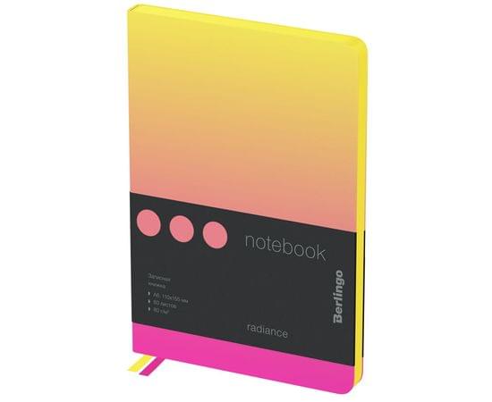 Записная книжка А6 80л., кожзам, Berlingo "Radiance", черный срез, желтый/розовый градиент NB0_93601