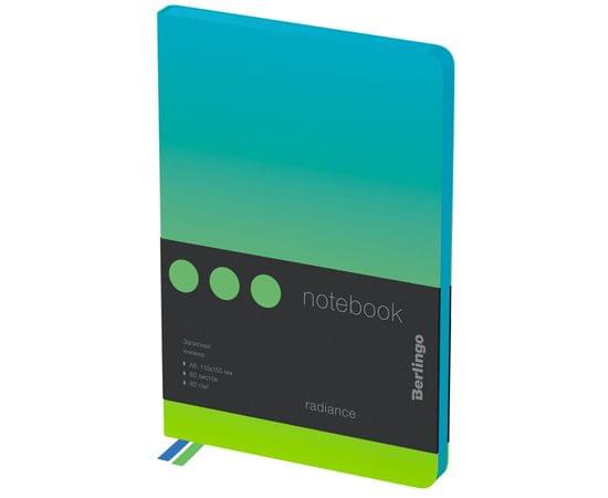 Записная книжка А6 80л., кожзам, Berlingo "Radiance", черный срез, голубой/зеленый градиент NB0_93603