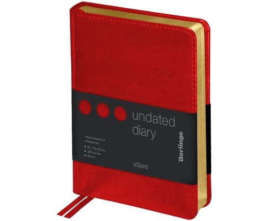Ежедневник недатированный, А6, 160л., кожзам, Berlingo "xGold", зол. срез, красный UD0_81606