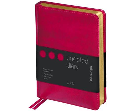 Ежедневник недатированный, А6, 160л., кожзам, Berlingo "xGold", зол. срез, фуксия UD0_81608
