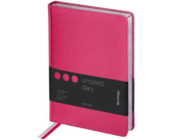Ежедневник недатированный, А5, 160л., кожзам, Berlingo "Starlight", серебр. срез, фуксия UD0_83504