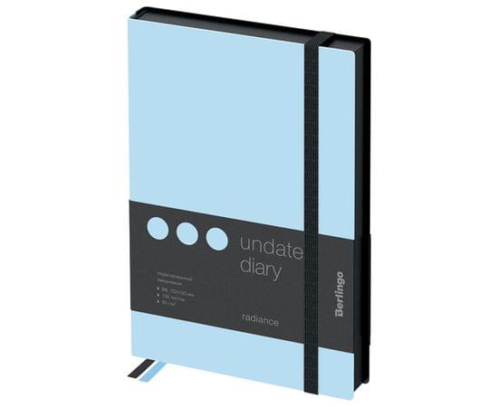 Ежедневник недатированный, В6, 136л., кожзам, Berlingo "Instinct", черный/аквамарин, с резинкой UD0_91604